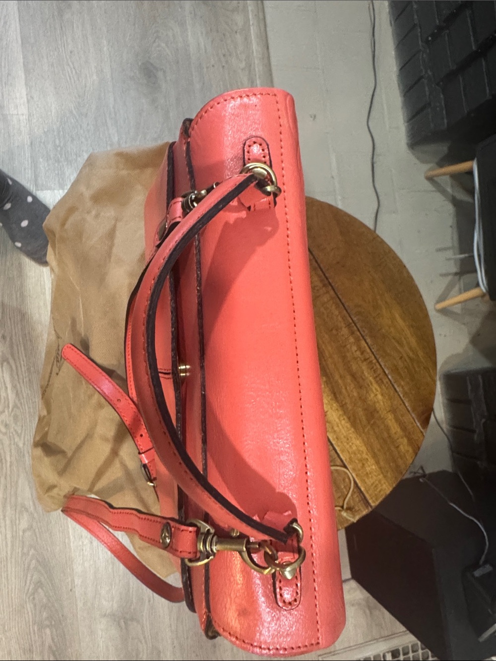 Patricia Nash coral embossed floral leather satchel - Picture 3 of 6